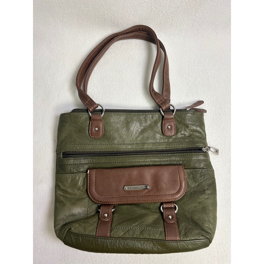 Earthy Gorpcore Stone Mountain Womens Medium Green Brown Shoulder Bag